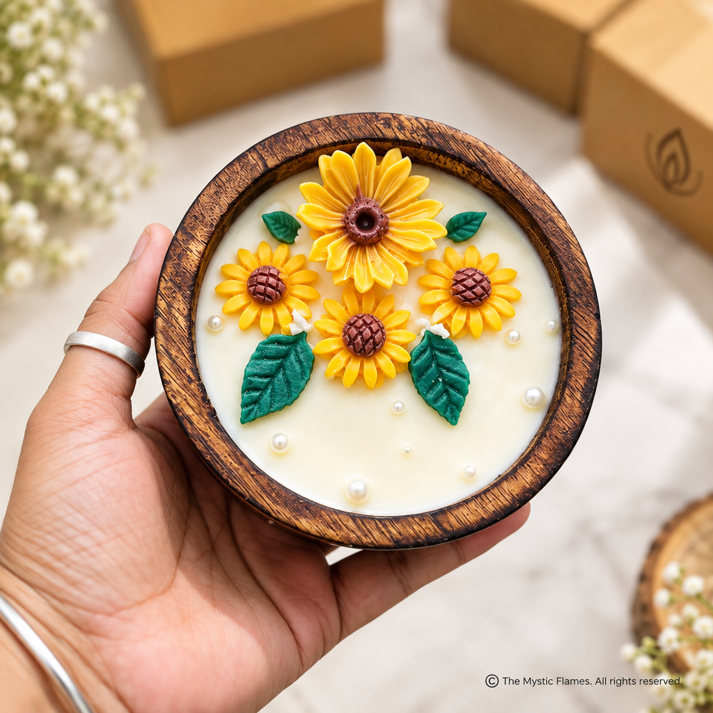 Sunflower Wooden Candle