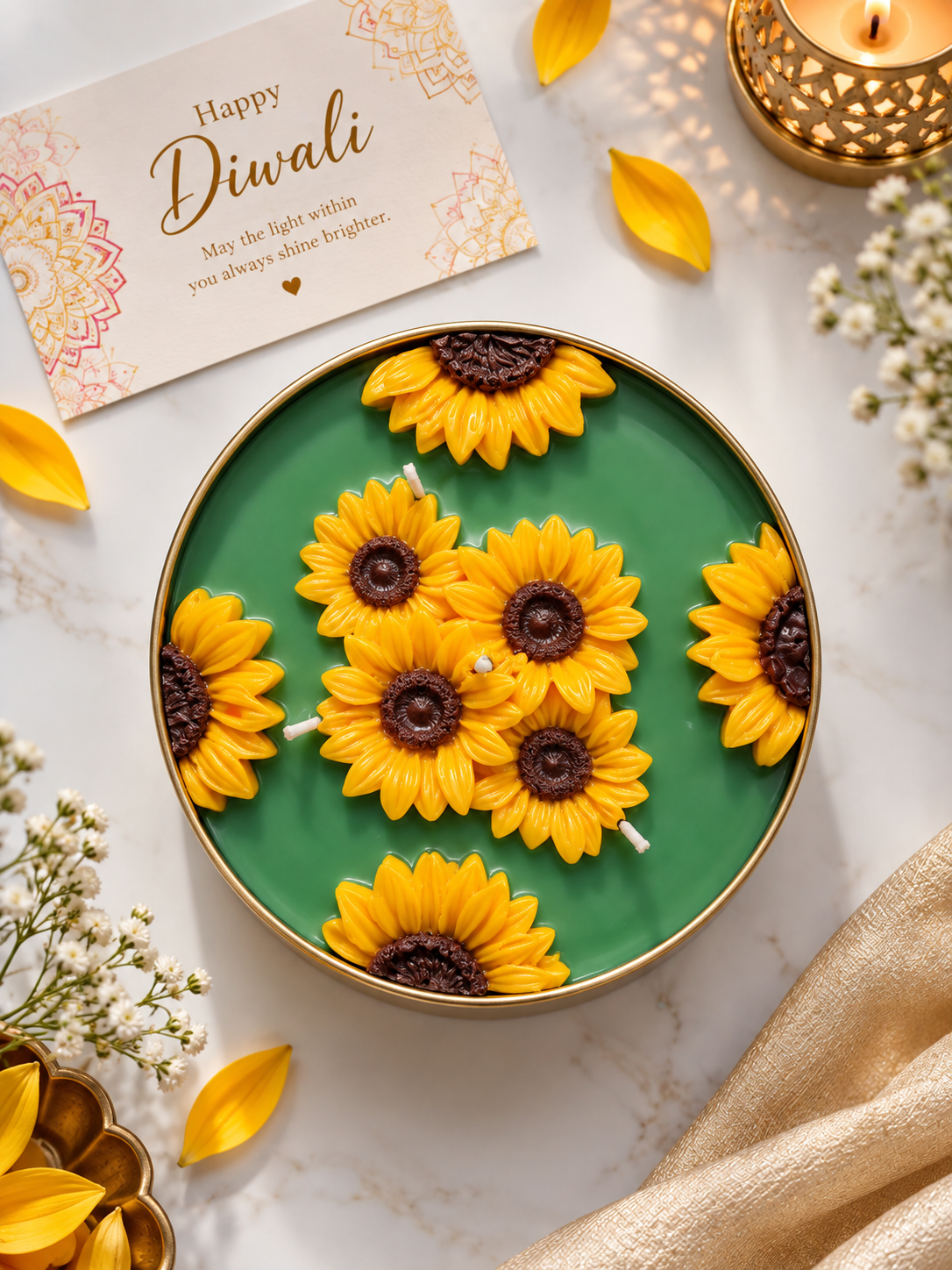 Sunflower Luxe Urli Candle