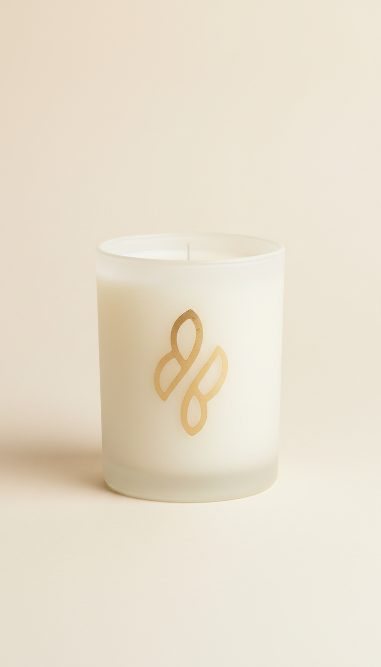 Ivory Glass Candle with Gold Foil